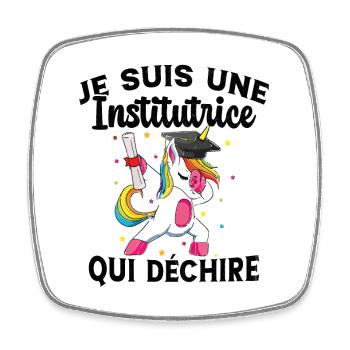 Femme Institutrice Qui Déchire Idée Enseignant - Magnet carré - blanc - Devant