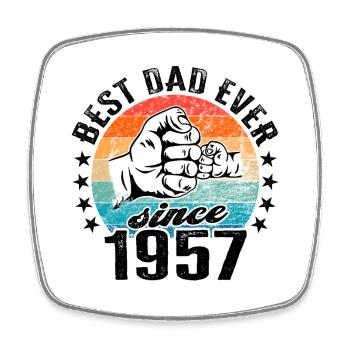 Bester Papa der Welt seit 1957 Vatertag Geburtstag - Viereckiger Kühlschrankmagnet - Weiß - Vorne