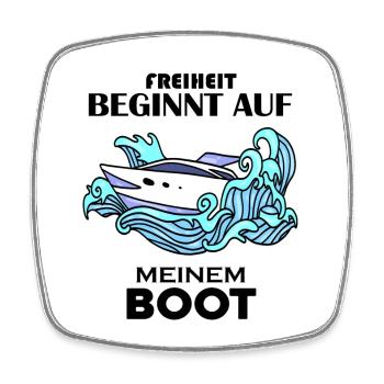 Boote Motorboot - Viereckiger Kühlschrankmagnet - Weiß - Vorne