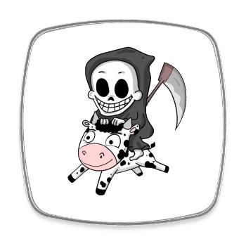 Grim Reaper Cow - Square fridge magnet - white - Front