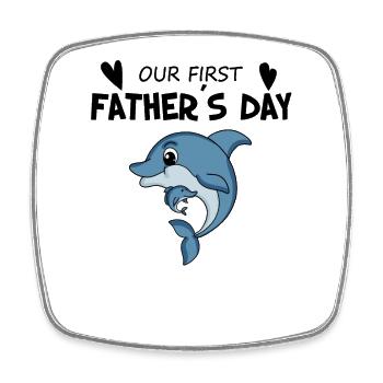 Father's Day motif - first Father's Day gift - Square fridge magnet - white - Front