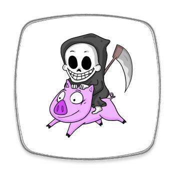 Grim Reaper Pig - Square fridge magnet - white - Front