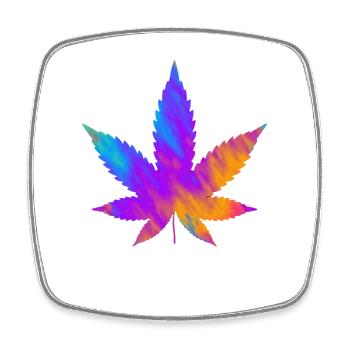 Feuille de cannabis | Feuille de chanvre colorée - Magnet carré - blanc - Devant