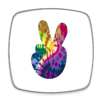 Groovy Tie Dye Peace Hand - Viereckiger Kühlschrankmagnet - Weiß - Vorne