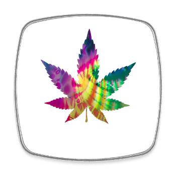 Tie Dye Batik Feuille de cannabis | Feuille de chanvre - Magnet carré - blanc - Devant