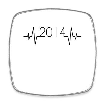 2014 Herzschlag - Viereckiger Kühlschrankmagnet - Weiß - Vorne