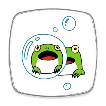 Kawaii Frosch - Viereckiger Kühlschrankmagnet - Weiß - Vorne