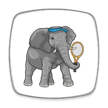 Raquette de tennis d’éléphant - Magnet carré - blanc - Devant