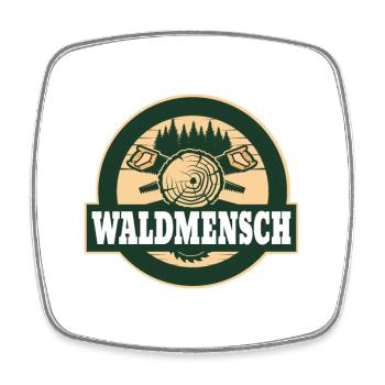 Waldmensch Holzlogo - Viereckiger Kühlschrankmagnet - Weiß - Vorne