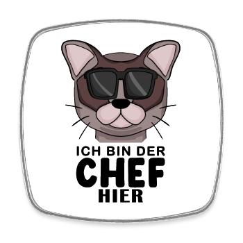 coole Katze - Burma Katze - Chef Spruch - Viereckiger Kühlschrankmagnet - Weiß - Vorne