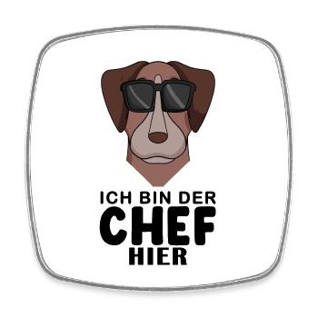 Cooler Hund Pointer Hund Chef Spruch - Viereckiger Kühlschrankmagnet - Weiß - Vorne