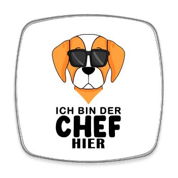 Cooler Hund Epagneul Breton Chef Spruch - Viereckiger Kühlschrankmagnet - Weiß - Vorne