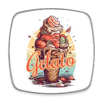 Gelato Crème glacée Crème glacée Crème glacée - Magnet carré - blanc - Devant