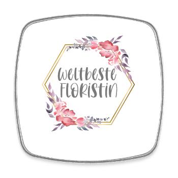 Weltbeste Floristin Blumen Beruf Geschenk - Viereckiger Kühlschrankmagnet - Weiß - Vorne