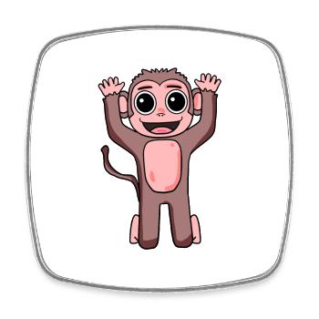 Motif singe pour enfants - Magnet carré - blanc - Devant