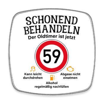 59. Geburtstag Schonend Behandeln Oldtimer Ist 59 - Viereckiger Kühlschrankmagnet - Weiß - Vorne
