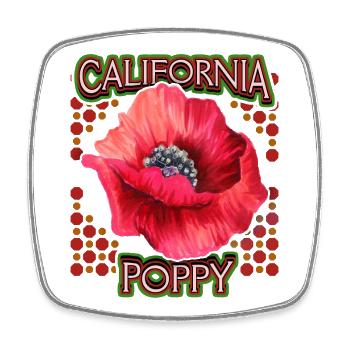 Mohn, Kalifornische Mohnblume, California-Poppy - Viereckiger Kühlschrankmagnet - Weiß - Vorne