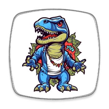 Urban Dino Streetwear Illustration - Viereckiger Kühlschrankmagnet - Weiß - Vorne