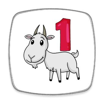 1 year old - school enrollment - goat motif - Square fridge magnet - white - Front