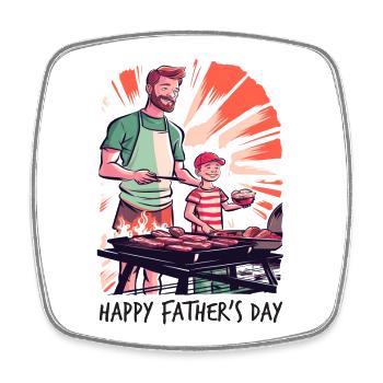 Father and Son Crickets Father's Day Gift - Square fridge magnet - white - Front