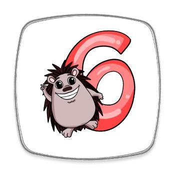 6 Birthday 6 years old with animal motif - six - Square fridge magnet - white - Front