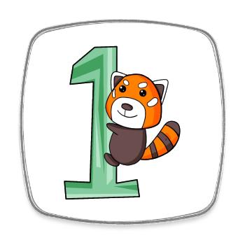 1 anniversaire 1 an avec motif animal - Un - Magnet carré - blanc - Devant