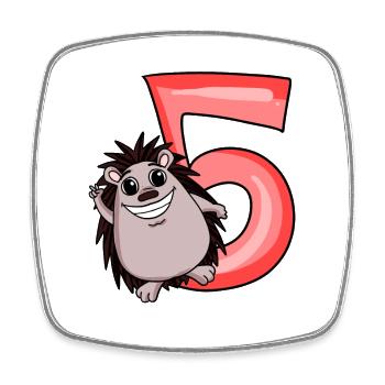 5 Anniversaire 5 ans avec motif animal - cinq - Magnet carré - blanc - Devant