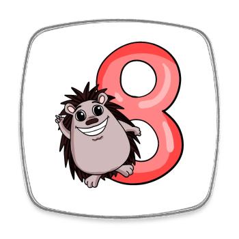 8 Birthday 8 years old with animal motif - eight - Square fridge magnet - white - Front