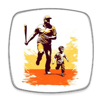 Baseball Vatertag Muttertag Geschenkidee - Viereckiger Kühlschrankmagnet - Weiß - Vorne