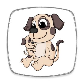 Hund Familie - Hund mit Baby - Viereckiger Kühlschrankmagnet - Weiß - Vorne