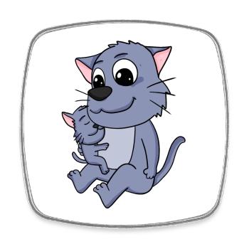 Cat Family - Cat with Baby - Square fridge magnet - white - Front