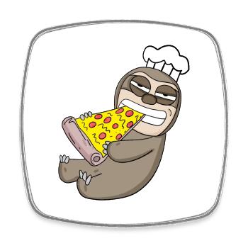 Gourmet Sloth Pizza - Square fridge magnet - white - Front