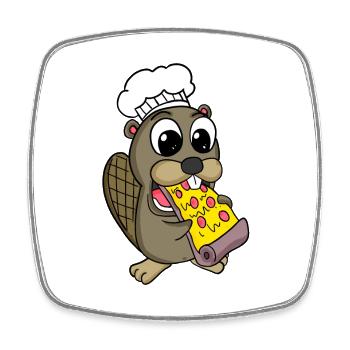Gourmet Beaver Pizza - Square fridge magnet - white - Front