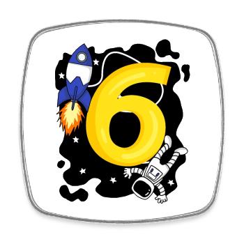 6 Birthday Boy Astronaut - six years - Square fridge magnet - white - Front