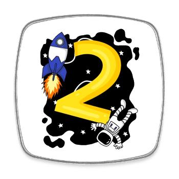 2 Birthday Boy Astronaut - two years - Square fridge magnet - white - Front
