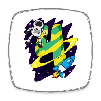4 Birthday Boy Astronaut - four years - Square fridge magnet - white - Front