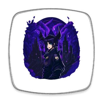 Goth Anime Girl dark night - Square fridge magnet - white - Front