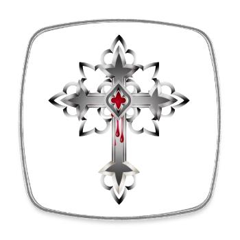 bleeding cross made of Gothic elements - Square fridge magnet - white - Front