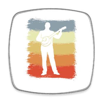 Vintage Banjo Player - Square fridge magnet - white - Front