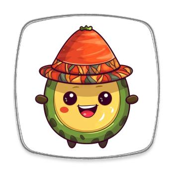 Avocado mit Mütze - Peru Mexiko - Viereckiger Kühlschrankmagnet - Weiß - Vorne