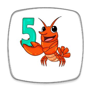 5 Birthday 5 years old with animal motif - Five - Square fridge magnet - white - Front