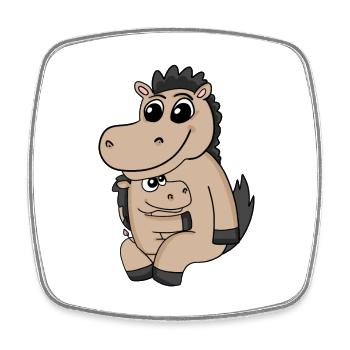 Pferd Familie - Pferd mit Baby - Viereckiger Kühlschrankmagnet - Weiß - Vorne