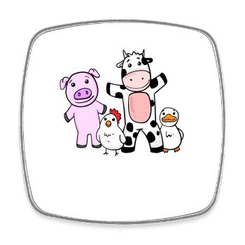 Cute animals for children - Farm - Square fridge magnet - white - Front