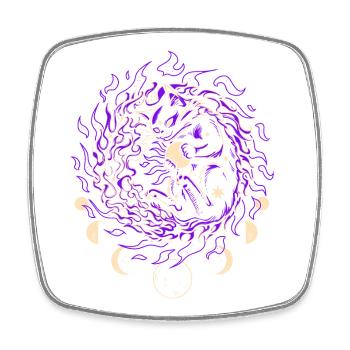 COSMIC FIRE | Magical Cat, Guardian of the Stars - Square fridge magnet - white - Front