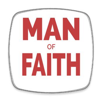Man of Faith | Christian typography - Square fridge magnet - white - Front