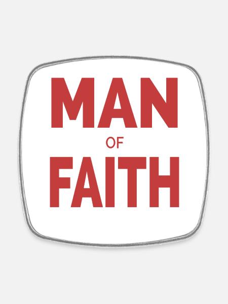 Man of Faith | Christian typography - Square fridge magnet - white