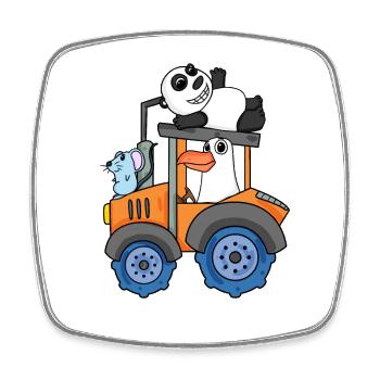 Traktor Trecker Niedliche Tiere - Viereckiger Kühlschrankmagnet - Weiß - Vorne