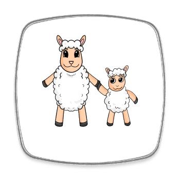 Schaf Familie - Schaf mit Baby - Schaf Motiv - Viereckiger Kühlschrankmagnet - Weiß - Vorne