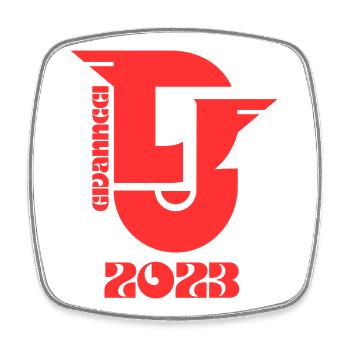 Logo rétro grand rouge 2026 - Magnet carré - blanc - Devant