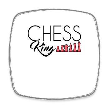 Roi des échecs - Magnet carré - blanc - Devant